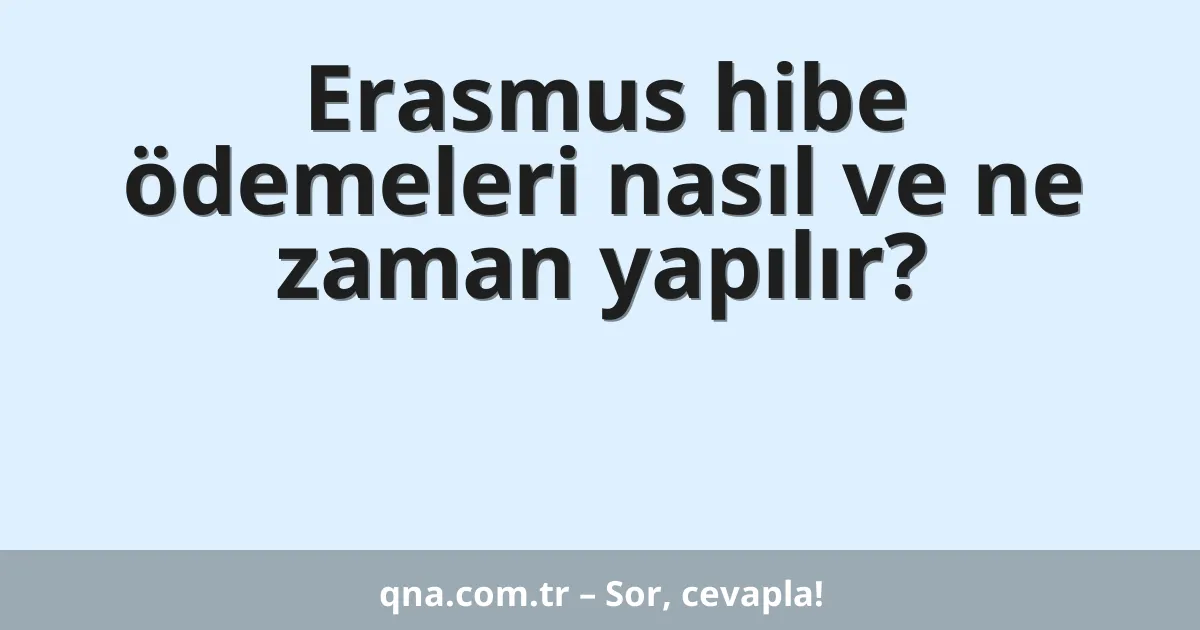Erasmus hibe ödemeleri nasıl ve ne zaman yapılır?