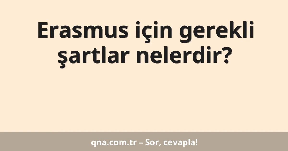 Erasmus için gerekli şartlar nelerdir?