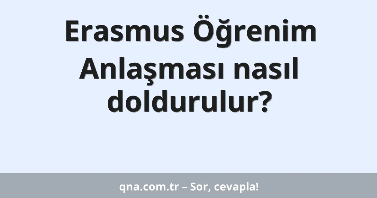 Erasmus Öğrenim Anlaşması nasıl doldurulur?
