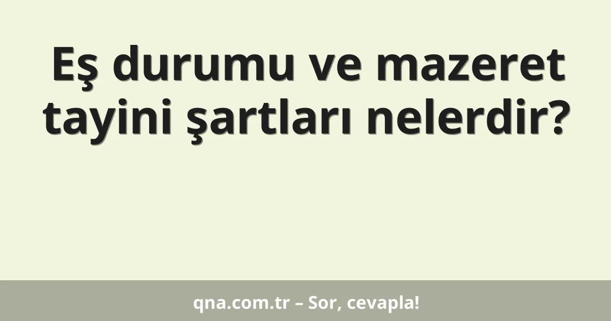 Eş durumu ve mazeret tayini şartları nelerdir?