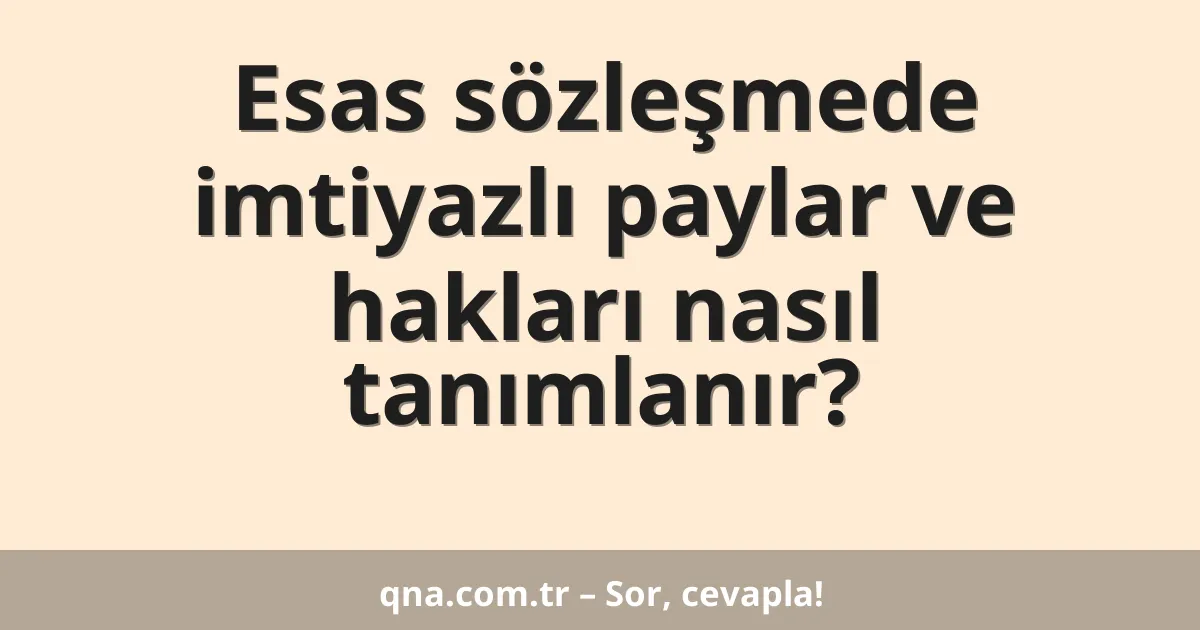 Esas sözleşmede imtiyazlı paylar ve hakları nasıl tanımlanır?