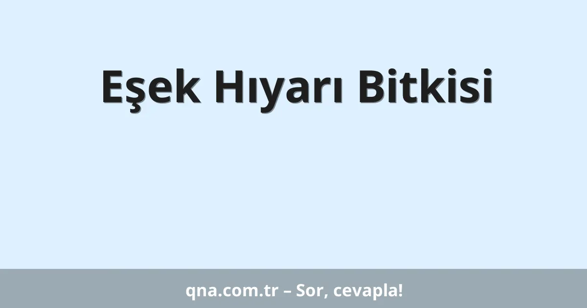 Eşek Hıyarı Bitkisi