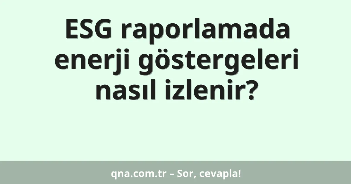 ESG raporlamada enerji göstergeleri nasıl izlenir?