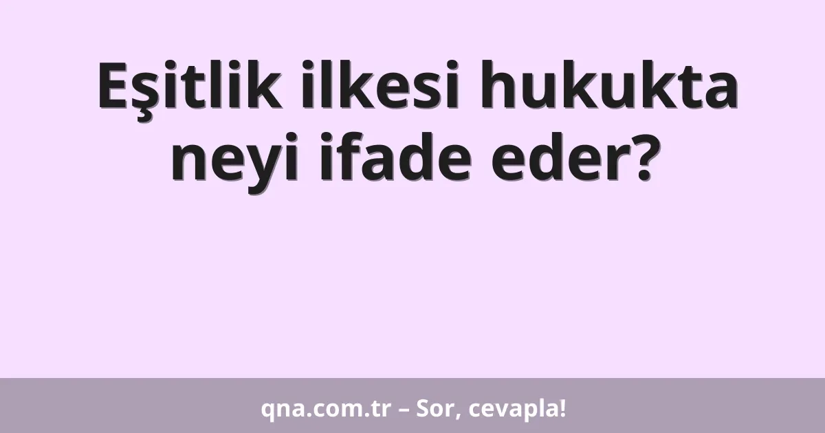 Eşitlik ilkesi hukukta neyi ifade eder?