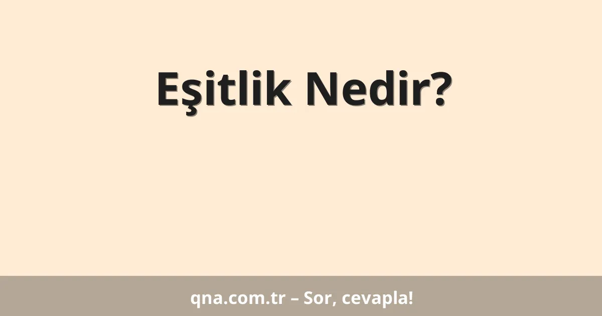 Eşitlik Nedir?