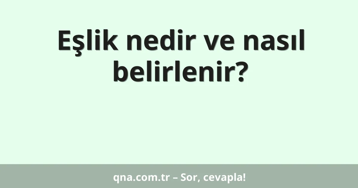 Eşlik nedir ve nasıl belirlenir?