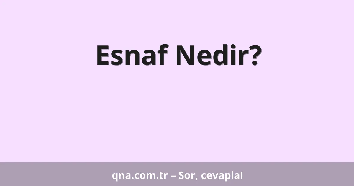 Esnaf Nedir?