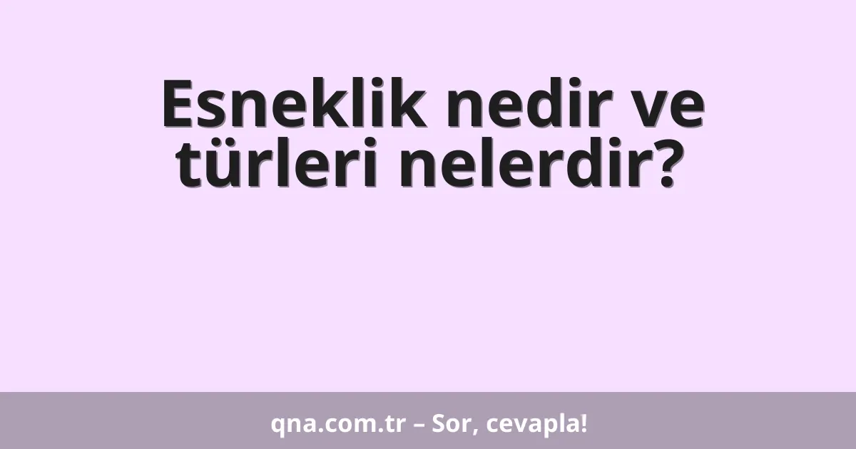 Esneklik nedir ve türleri nelerdir?