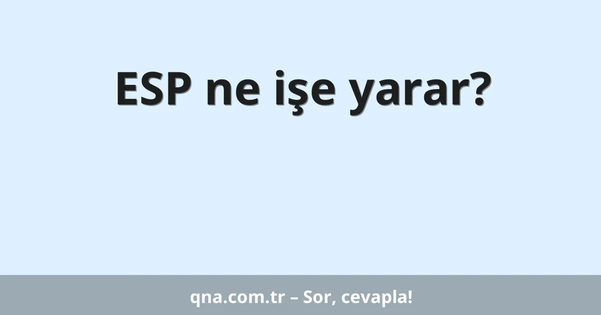 ESP ne işe yarar?
