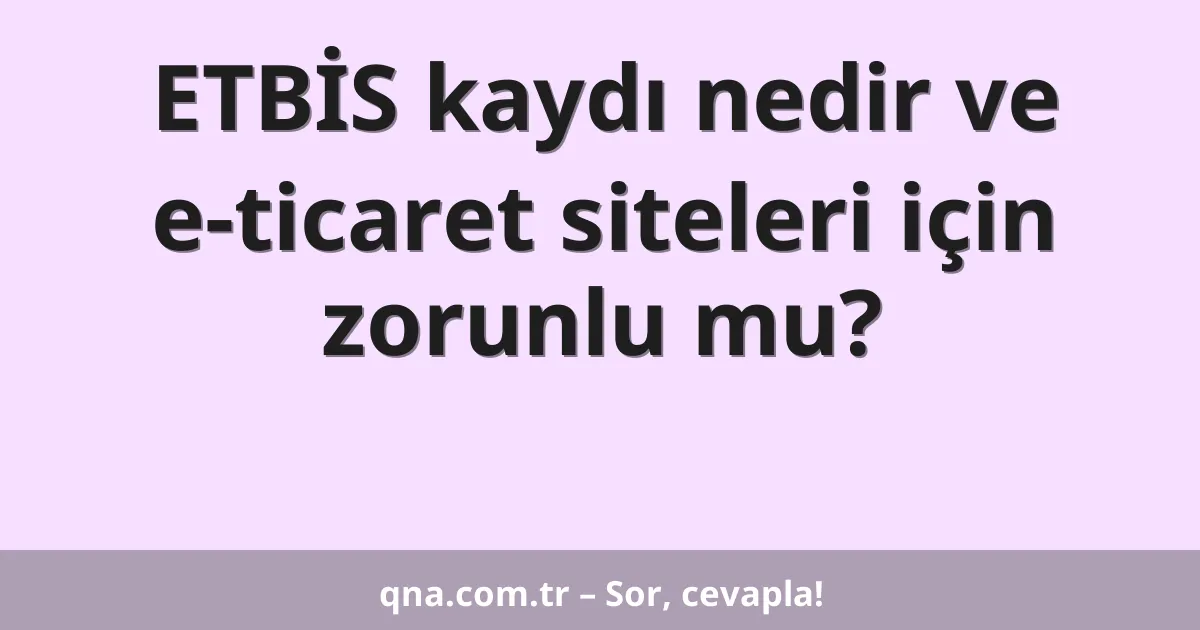 ETBİS kaydı nedir ve e-ticaret siteleri için zorunlu mu?