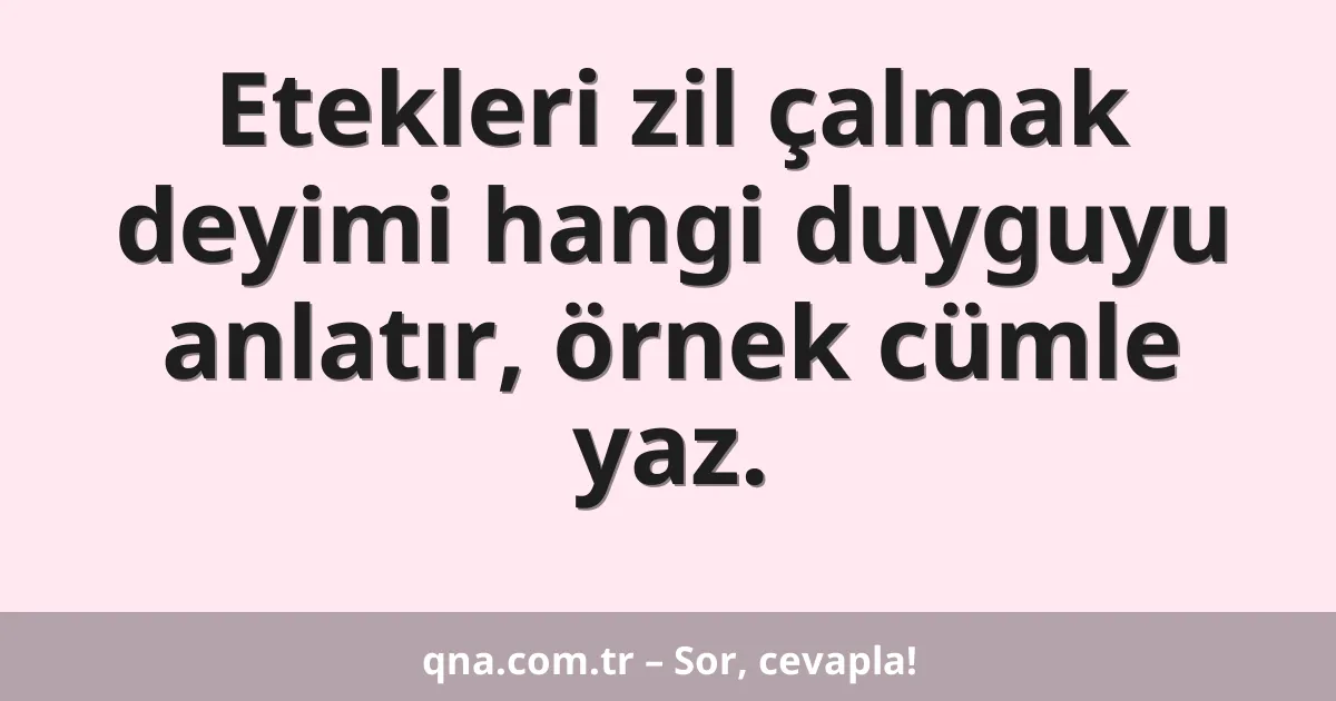 Etekleri zil çalmak deyimi hangi duyguyu anlatır, örnek cümle yaz.