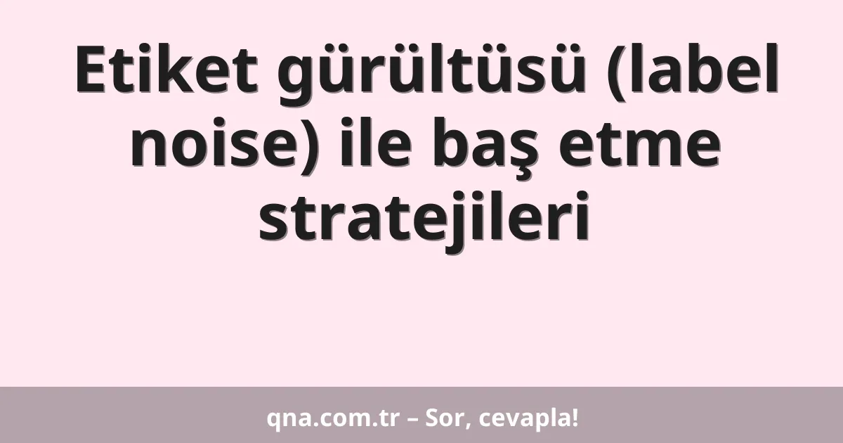 Etiket gürültüsü (label noise) ile baş etme stratejileri