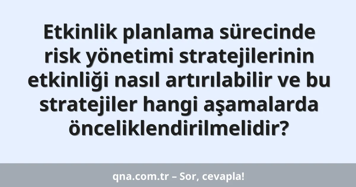 Etkinlik planlama sürecinde risk yönetimi stratejilerinin etkinliği nasıl artırılabilir ve bu stratejiler hangi aşamalarda önceliklendirilmelidir?