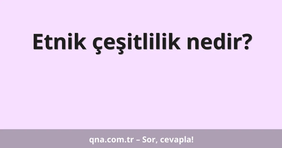 Etnik çeşitlilik nedir?