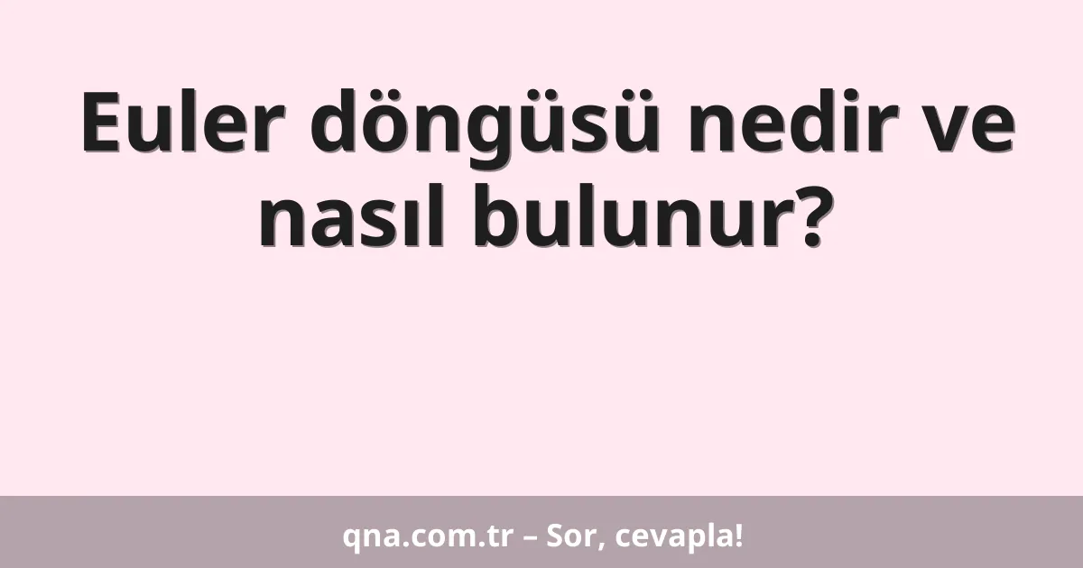 Euler döngüsü nedir ve nasıl bulunur?
