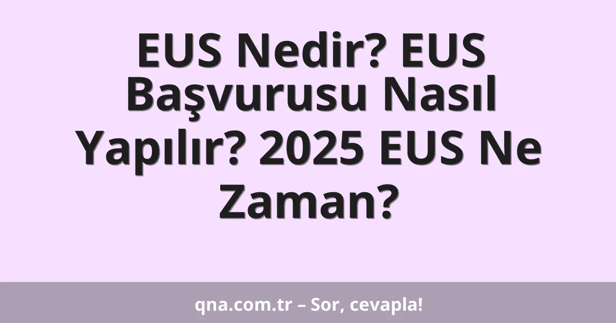 EUS Nedir? EUS Başvurusu Nasıl Yapılır? 2025 EUS Ne Zaman?