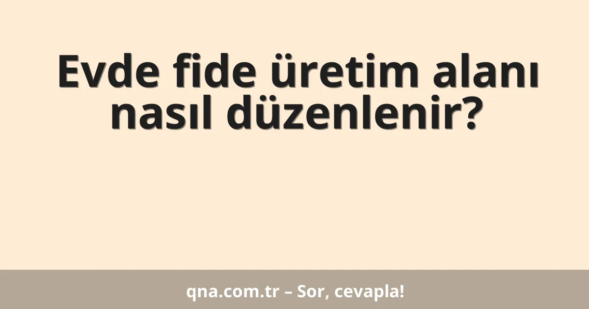 Evde fide üretim alanı nasıl düzenlenir?