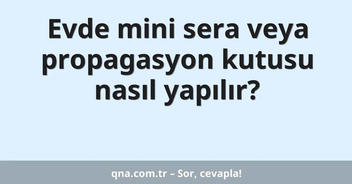 Evde mini sera veya propagasyon kutusu nasıl yapılır?