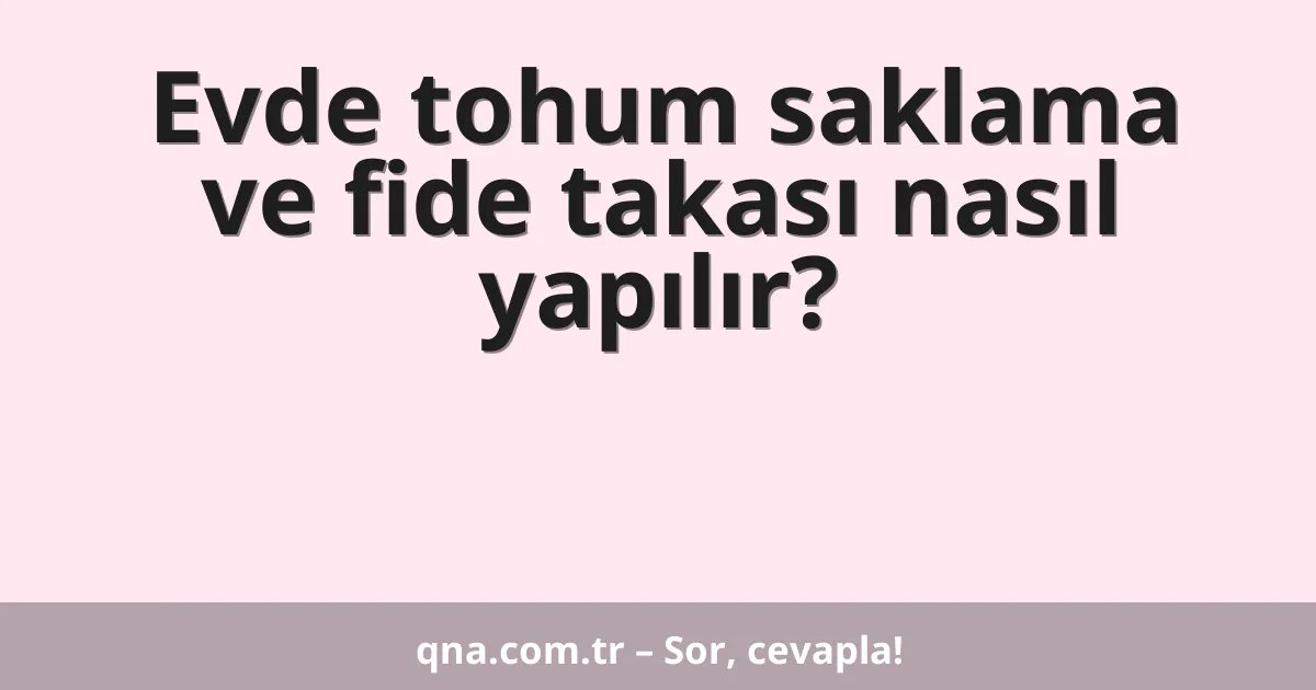 Evde tohum saklama ve fide takası nasıl yapılır?