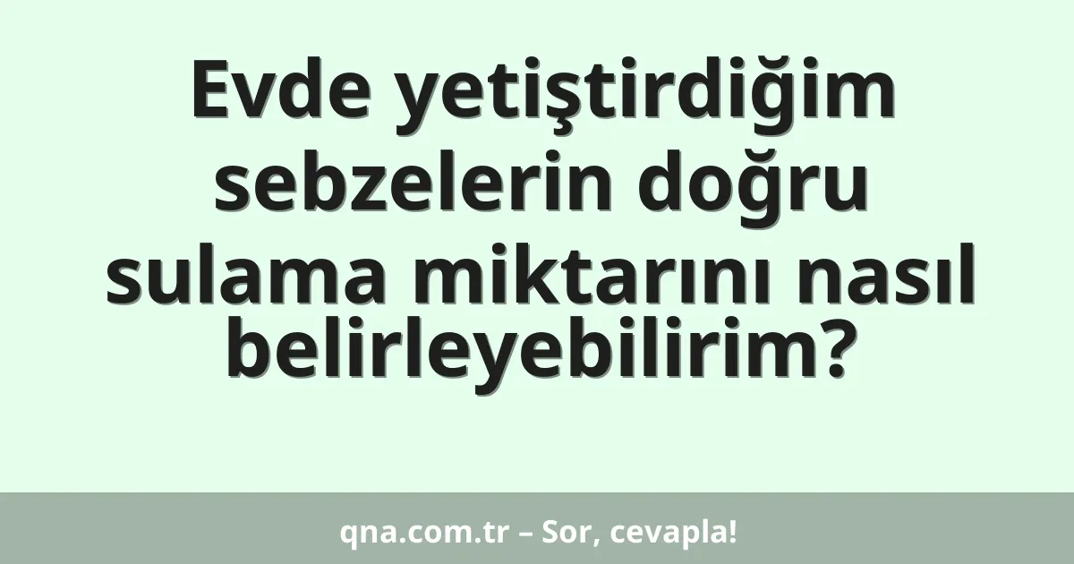 Evde yetiştirdiğim sebzelerin doğru sulama miktarını nasıl belirleyebilirim?