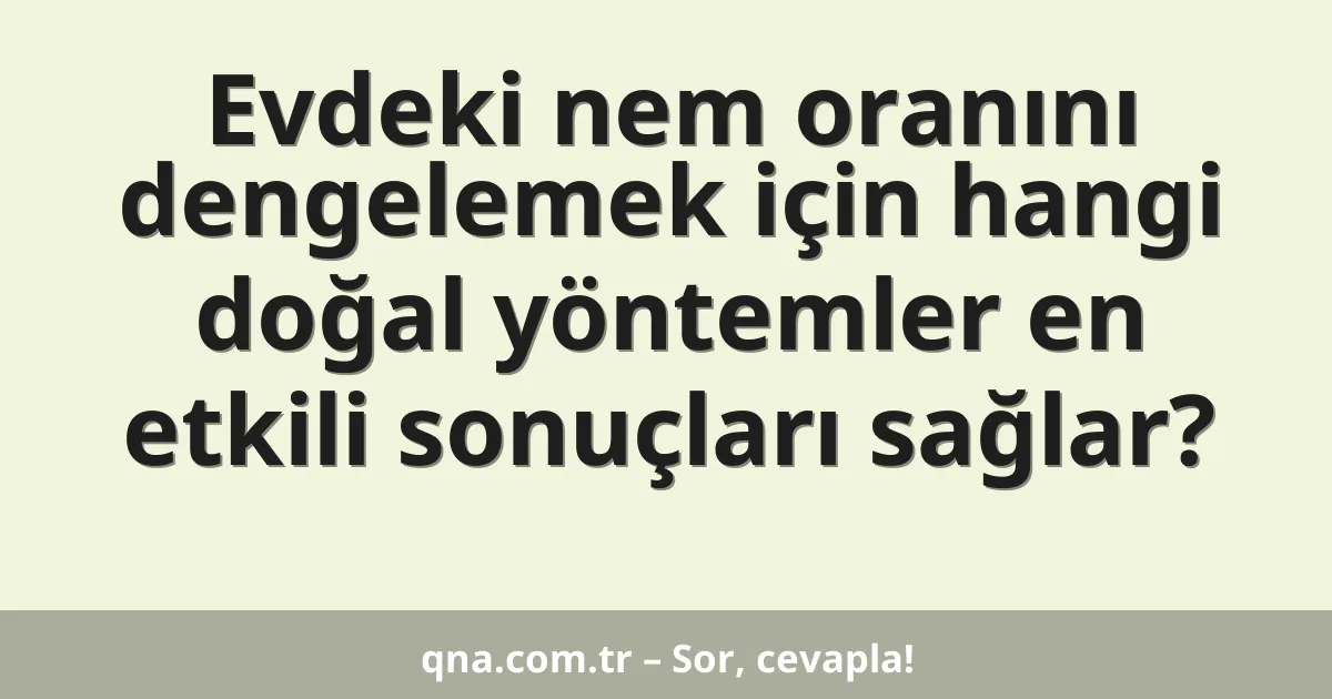 Evdeki nem oranını dengelemek için hangi doğal yöntemler en etkili sonuçları sağlar?