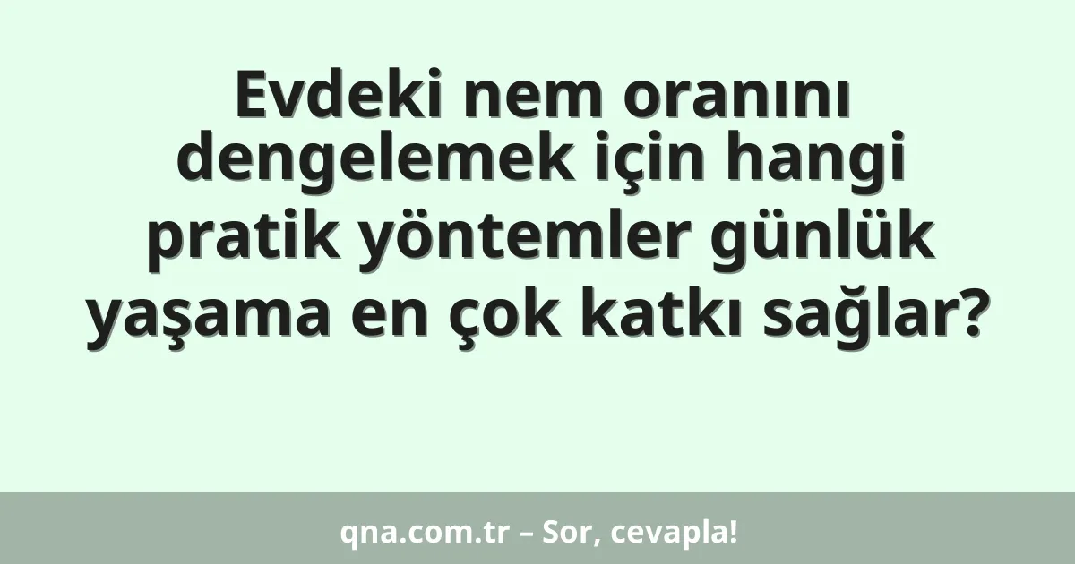 Evdeki nem oranını dengelemek için hangi pratik yöntemler günlük yaşama en çok katkı sağlar?