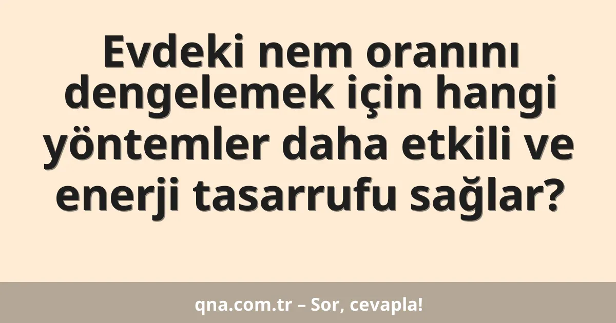 Evdeki nem oranını dengelemek için hangi yöntemler daha etkili ve enerji tasarrufu sağlar?