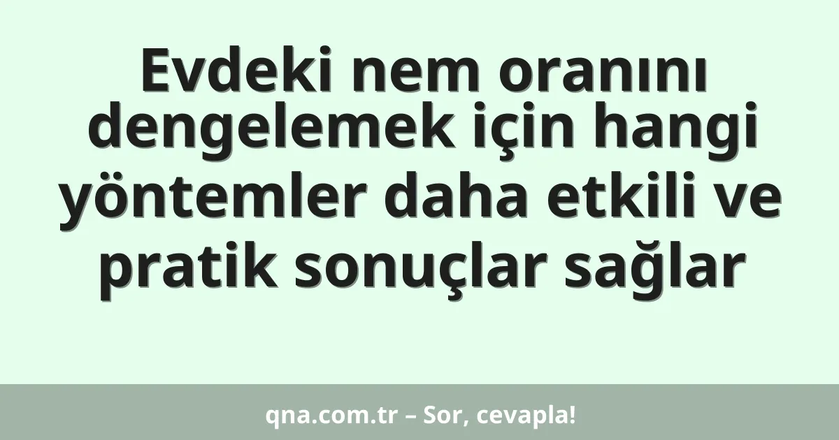 Evdeki nem oranını dengelemek için hangi yöntemler daha etkili ve pratik sonuçlar sağlar