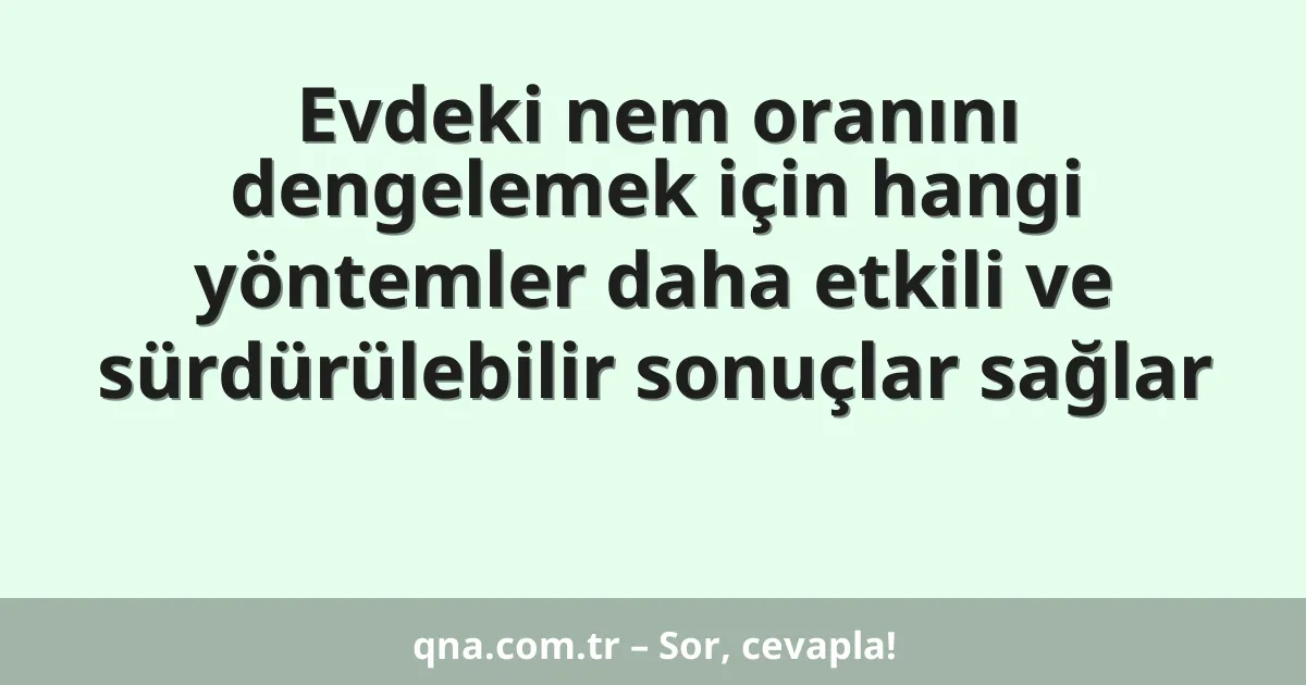 Evdeki nem oranını dengelemek için hangi yöntemler daha etkili ve sürdürülebilir sonuçlar sağlar