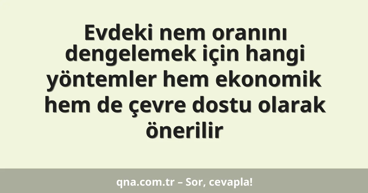 Evdeki nem oranını dengelemek için hangi yöntemler hem ekonomik hem de çevre dostu olarak önerilir