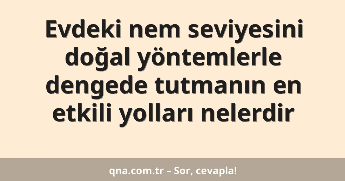 Evdeki nem seviyesini doğal yöntemlerle dengede tutmanın en etkili yolları nelerdir