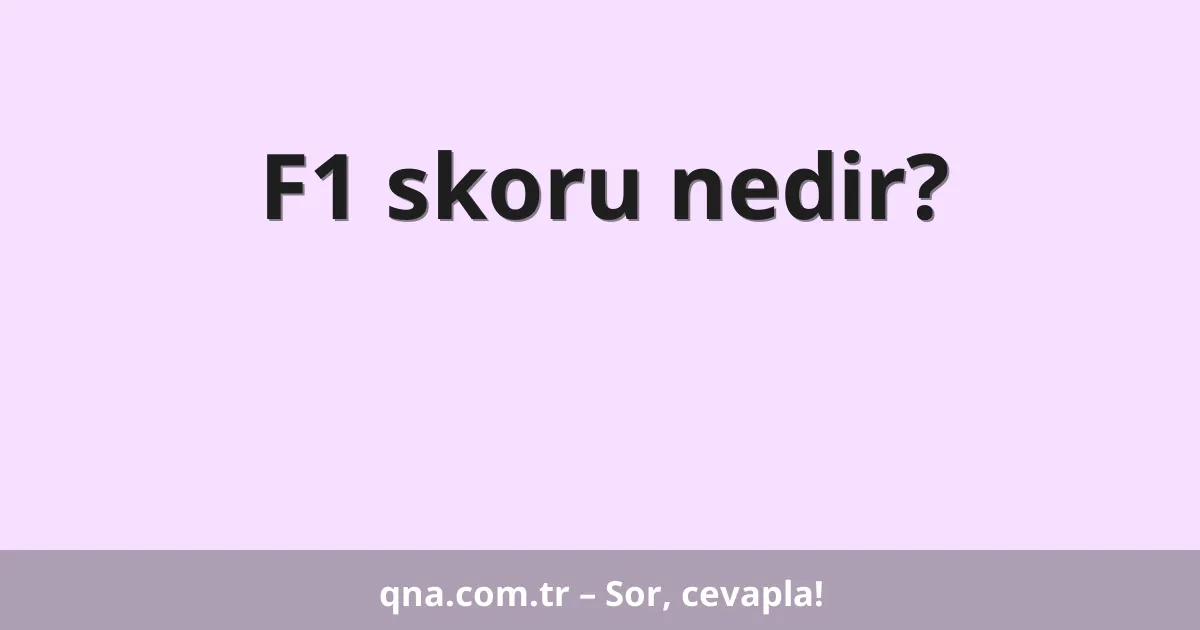 F1 skoru nedir?