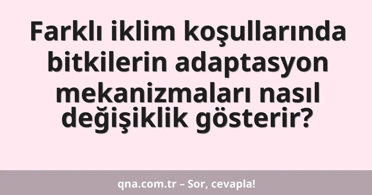 Farklı iklim koşullarında bitkilerin adaptasyon mekanizmaları nasıl değişiklik gösterir?