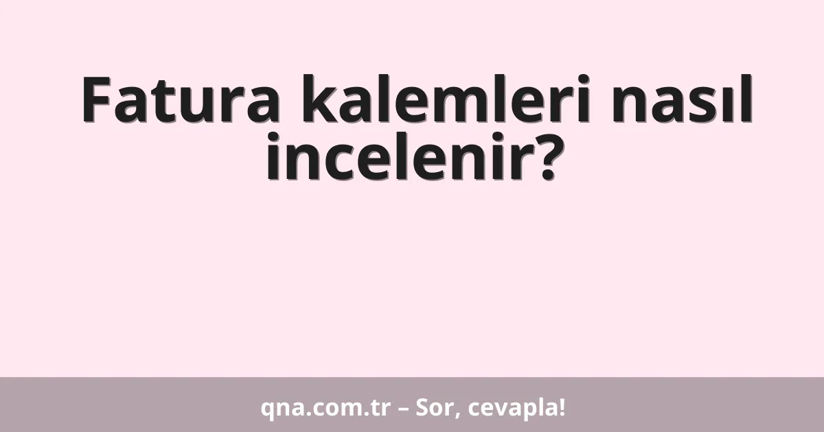 Fatura kalemleri nasıl incelenir?