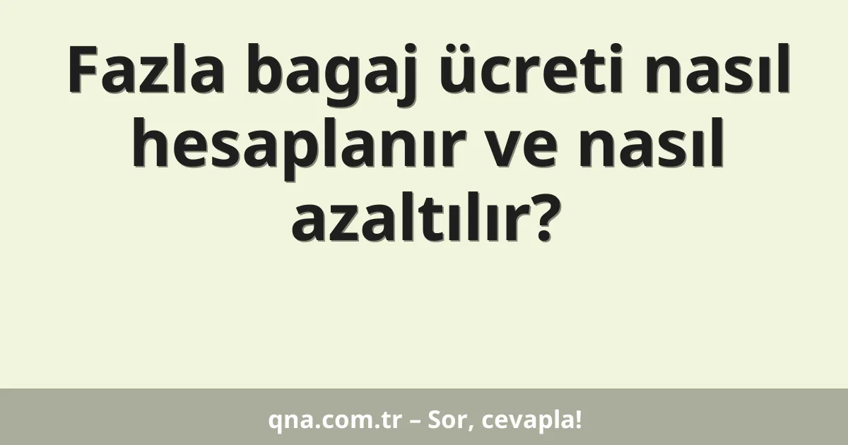Fazla bagaj ücreti nasıl hesaplanır ve nasıl azaltılır?