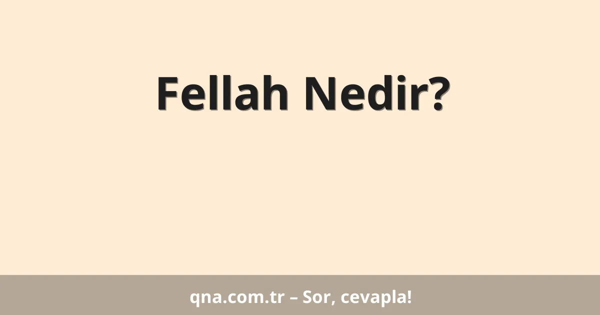 Fellah Nedir?