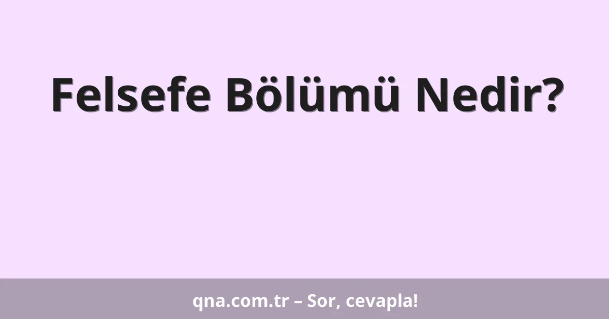 Felsefe Bölümü Nedir?