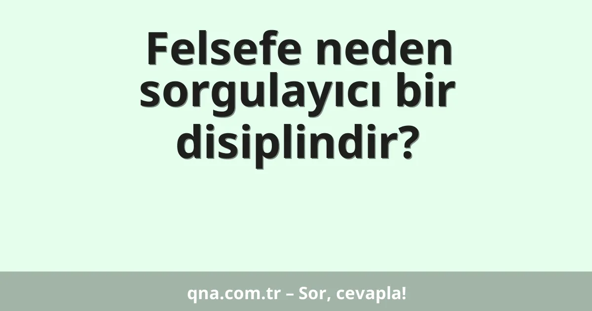 Felsefe neden sorgulayıcı bir disiplindir?