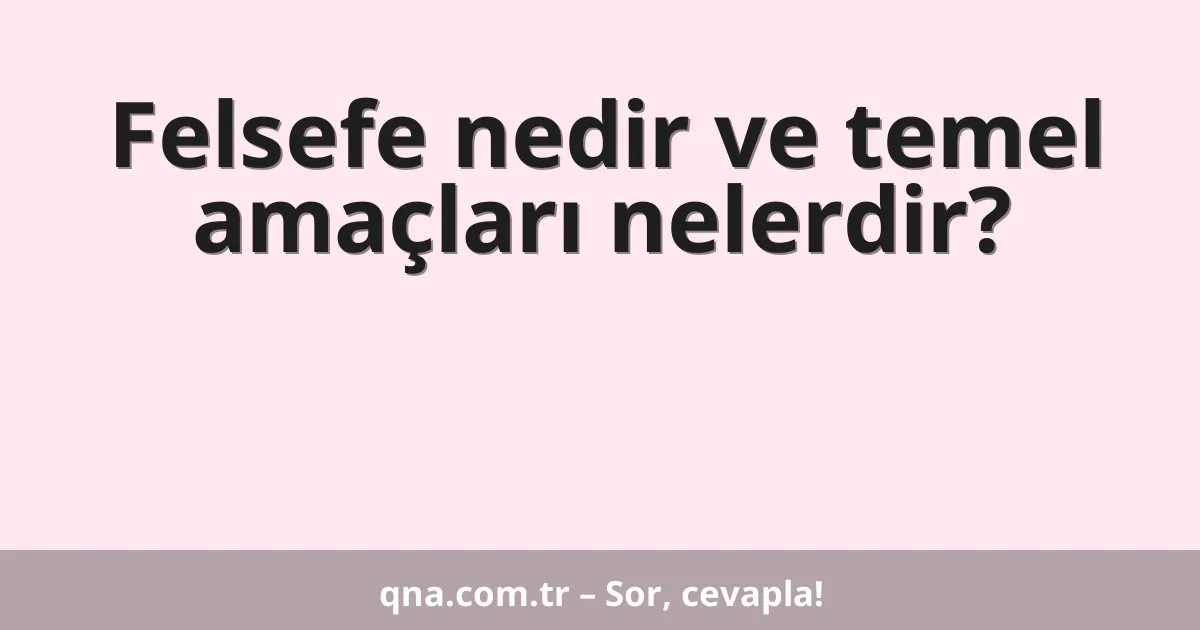 Felsefe nedir ve temel amaçları nelerdir?