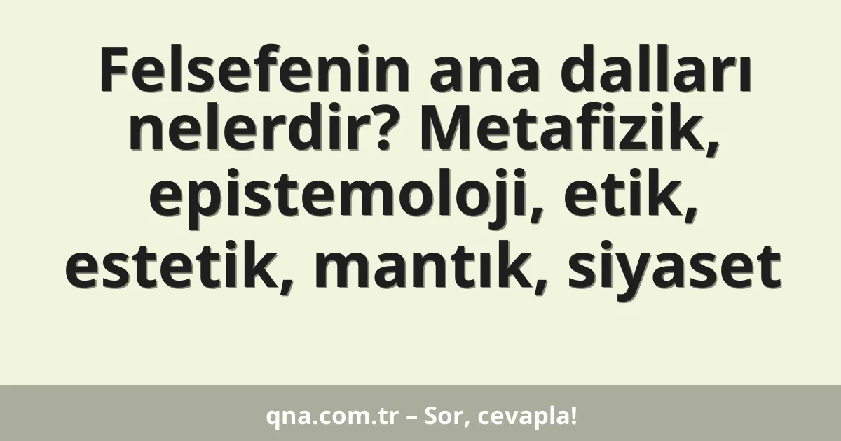 Felsefenin ana dalları nelerdir? Metafizik, epistemoloji, etik, estetik, mantık, siyaset