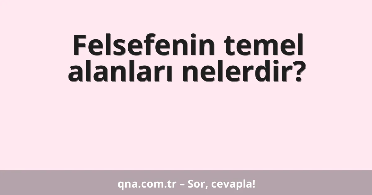 Felsefenin temel alanları nelerdir?