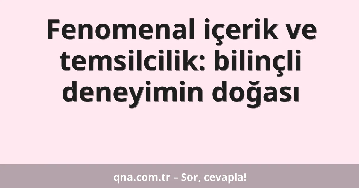 Fenomenal içerik ve temsilcilik: bilinçli deneyimin doğası