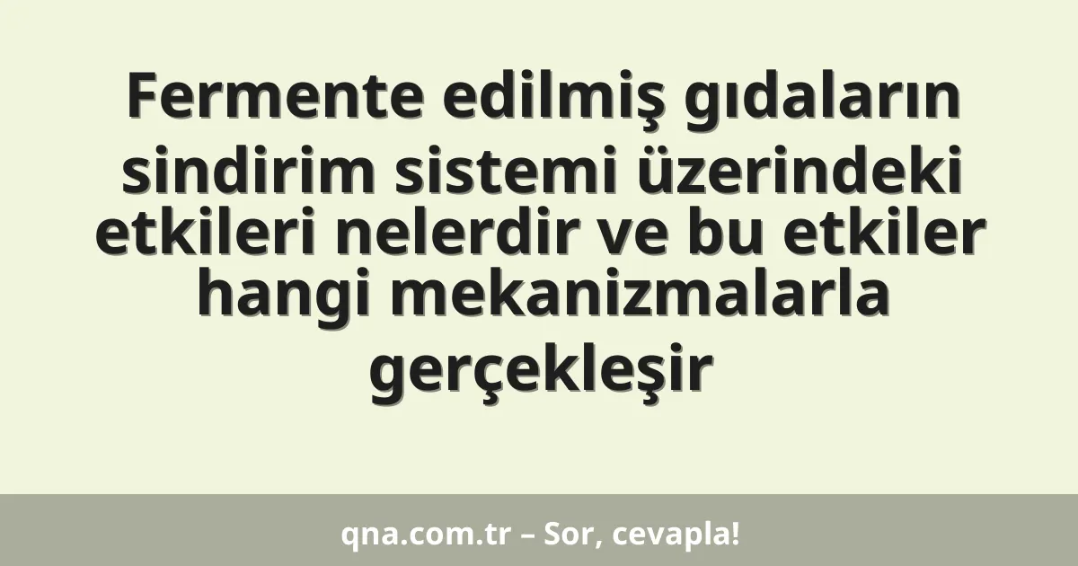 Fermente edilmiş gıdaların sindirim sistemi üzerindeki etkileri nelerdir ve bu etkiler hangi mekanizmalarla gerçekleşir