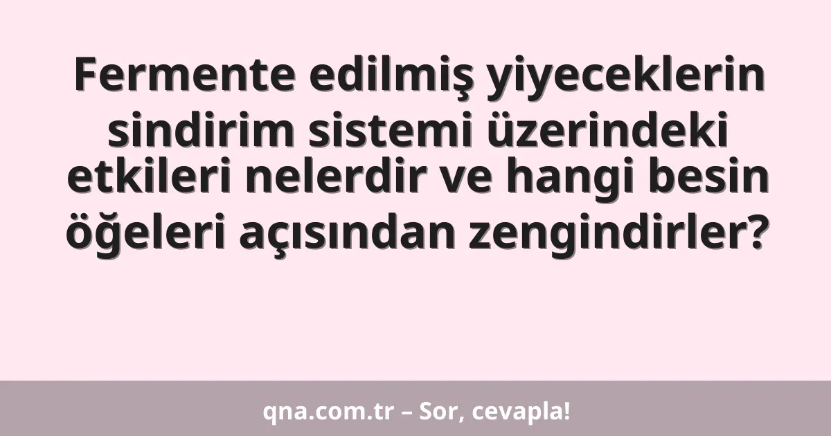 Fermente edilmiş yiyeceklerin sindirim sistemi üzerindeki etkileri nelerdir ve hangi besin öğeleri açısından zengindirler?