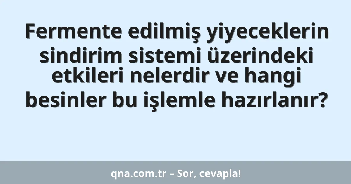 Fermente edilmiş yiyeceklerin sindirim sistemi üzerindeki etkileri nelerdir ve hangi besinler bu işlemle hazırlanır?