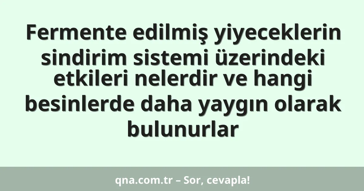 Fermente edilmiş yiyeceklerin sindirim sistemi üzerindeki etkileri nelerdir ve hangi besinlerde daha yaygın olarak bulunurlar
