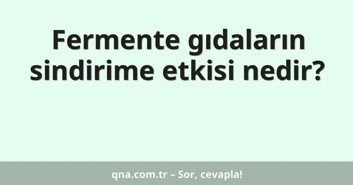 Fermente gıdaların sindirime etkisi nedir?