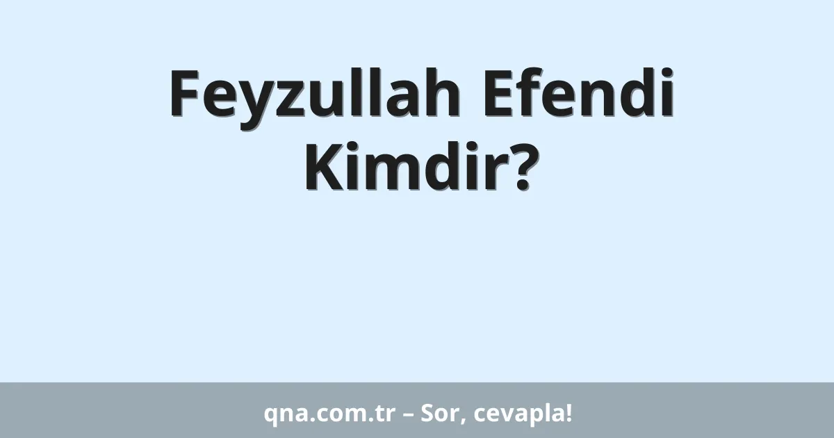 Feyzullah Efendi Kimdir?