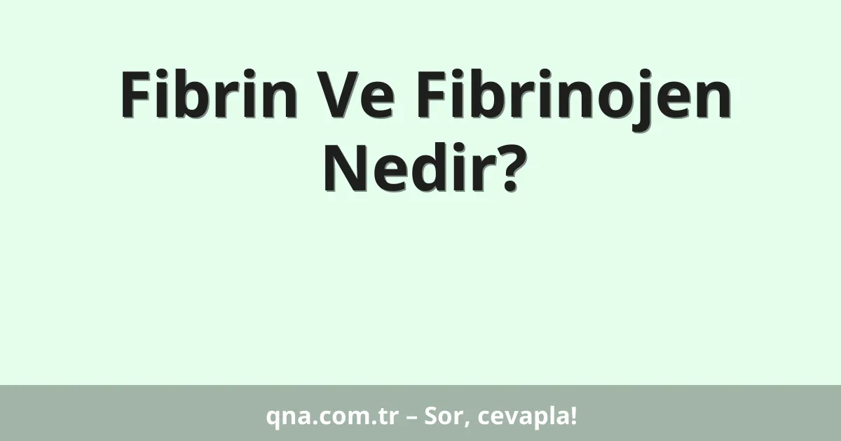 Fibrin Ve Fibrinojen Nedir?