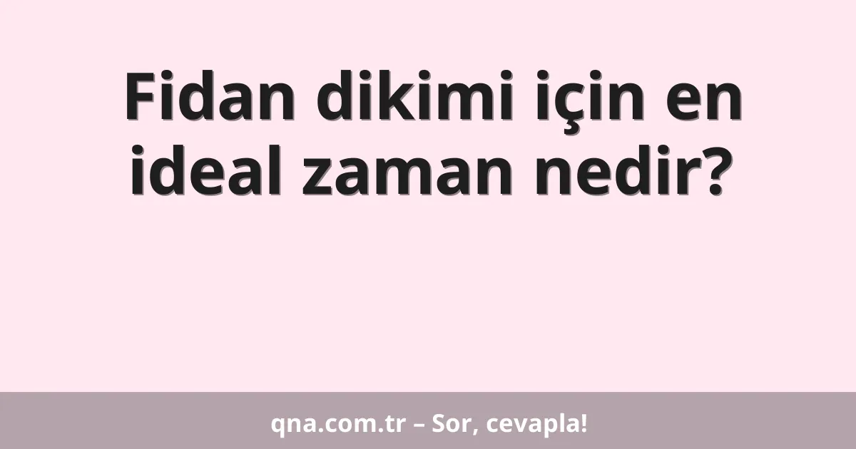 Fidan dikimi için en ideal zaman nedir?
